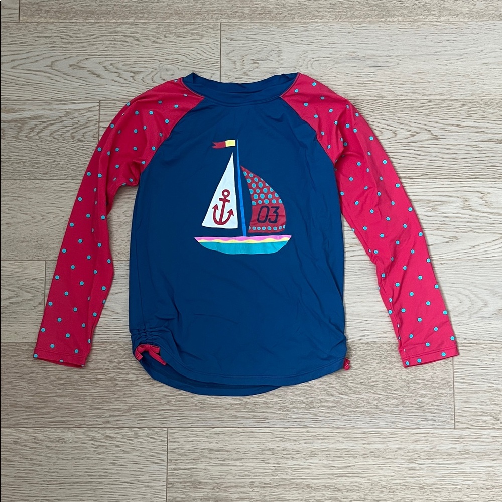 Hatley Blue and Red Sailboat Rashguard